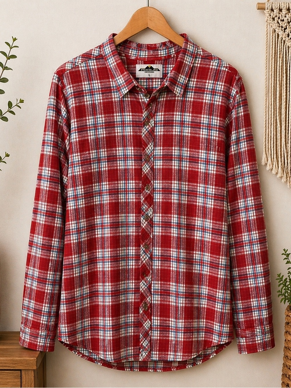 Podium‎ Sports&Outdoors Women’s Red Plaid Button Down Shirt Size Large